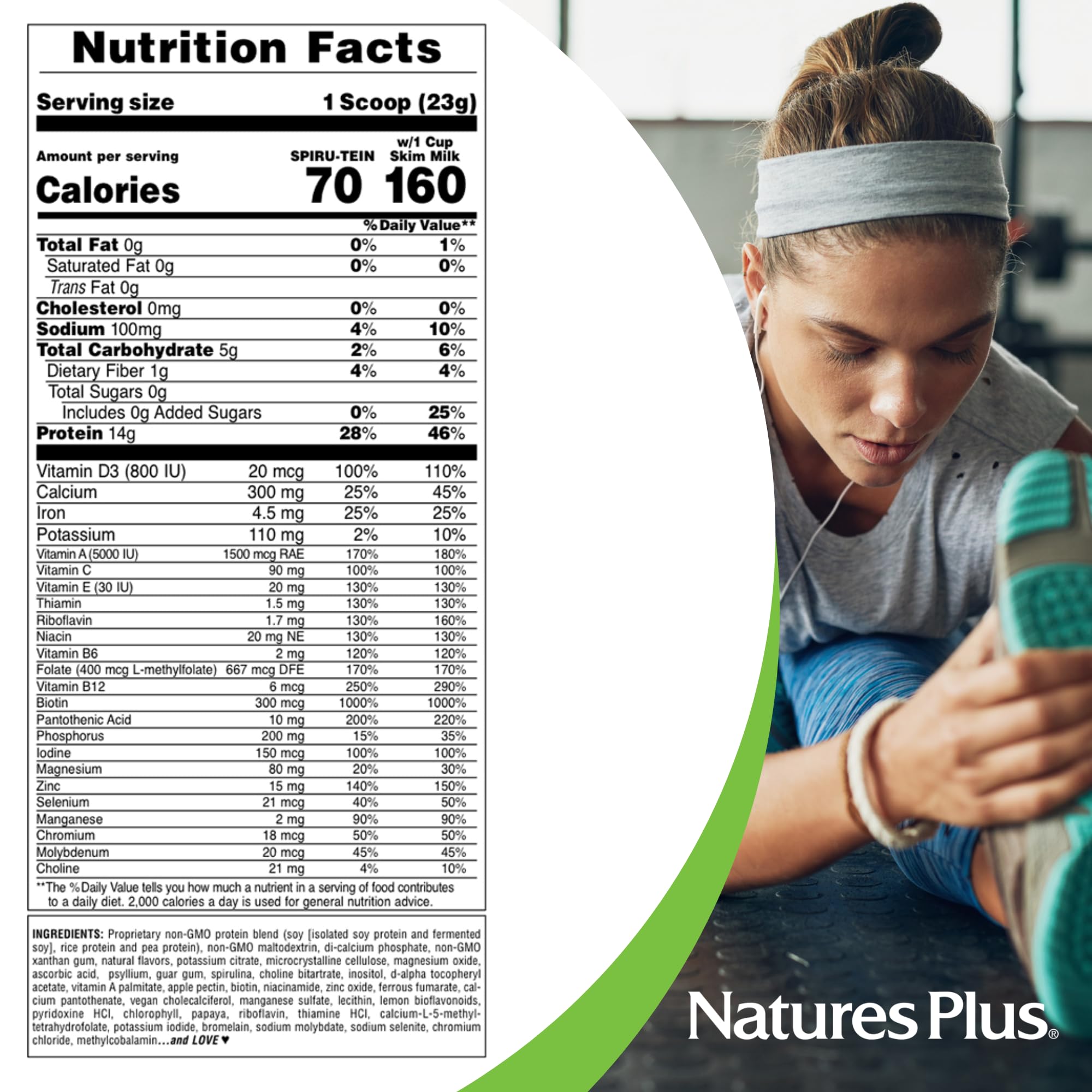 NaturesPlus etiqueta con ingredientes visible para comprobar calidad y composición