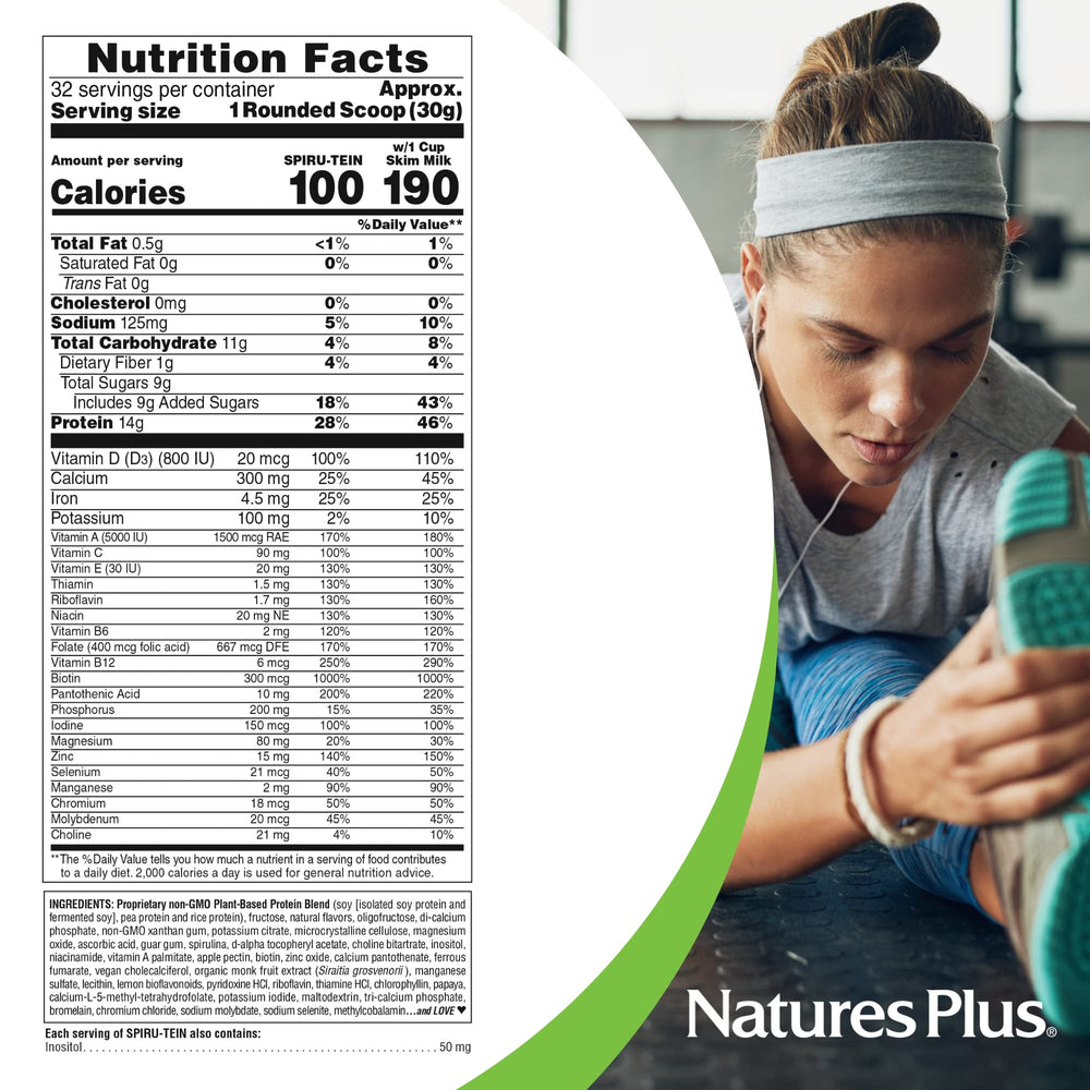 NaturesPlus etiqueta con ingredientes y perfil vitamínico claro