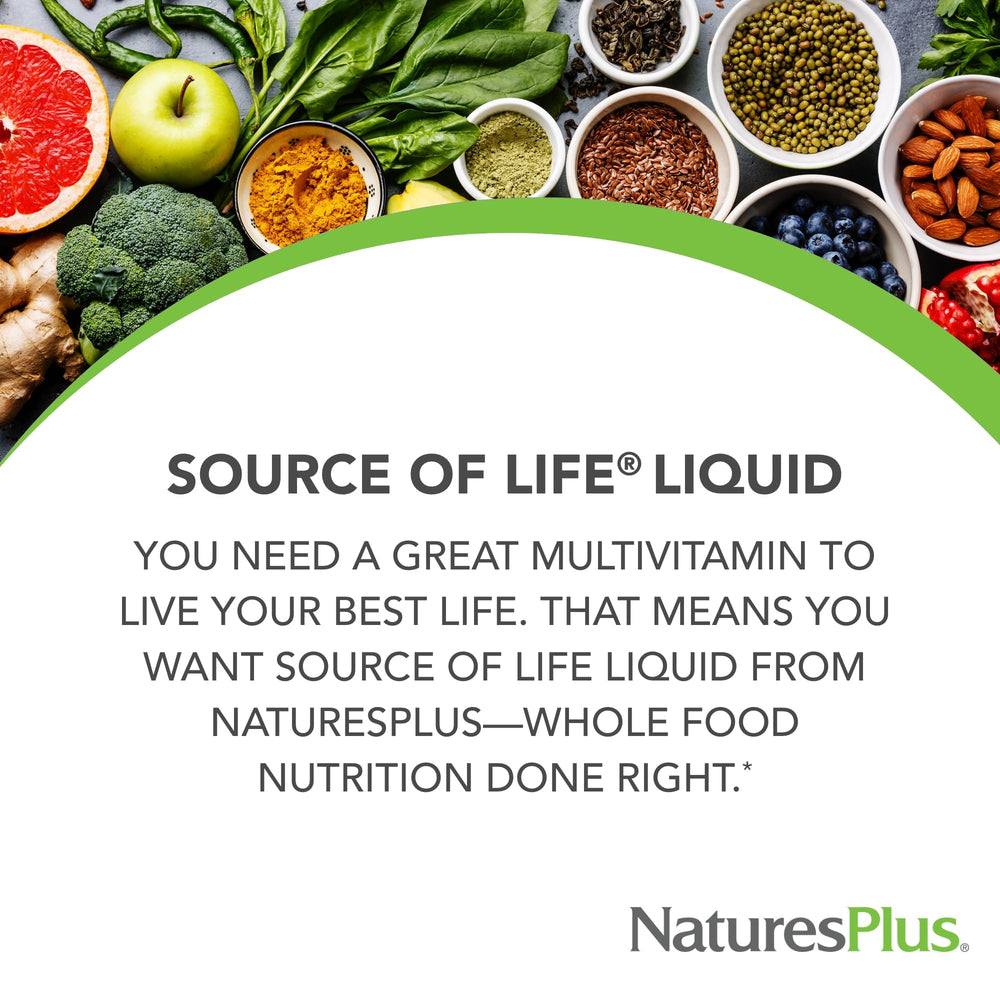 NaturesPlus líquido vertido en cuchara, textura fácil de tomar y absorción rápida