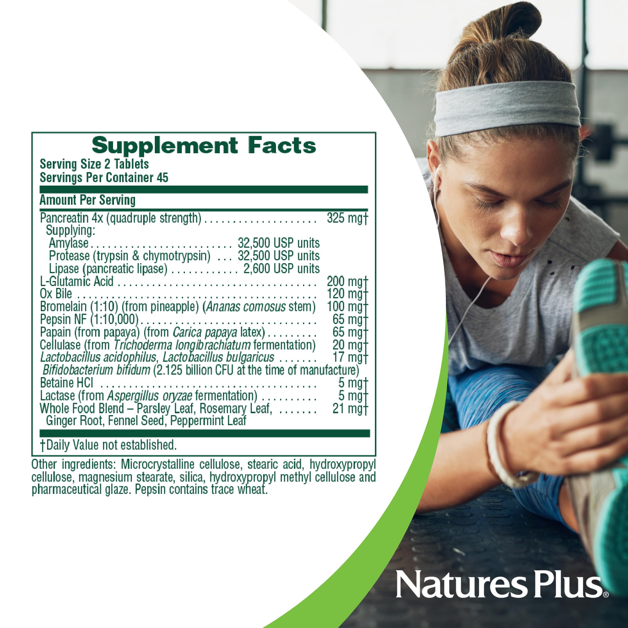 NaturesPlus Ultra-Zyme en mesa junto a comida ilustrando uso durante comidas