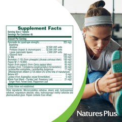 NaturesPlus Ultra-Zyme en mesa junto a comida ilustrando uso durante comidas
