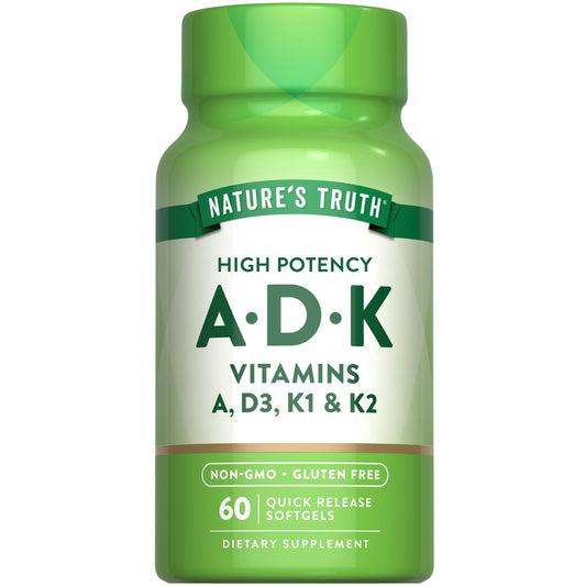 Nature's Truth frente del empaque mostrando 60 softgels y beneficios claros