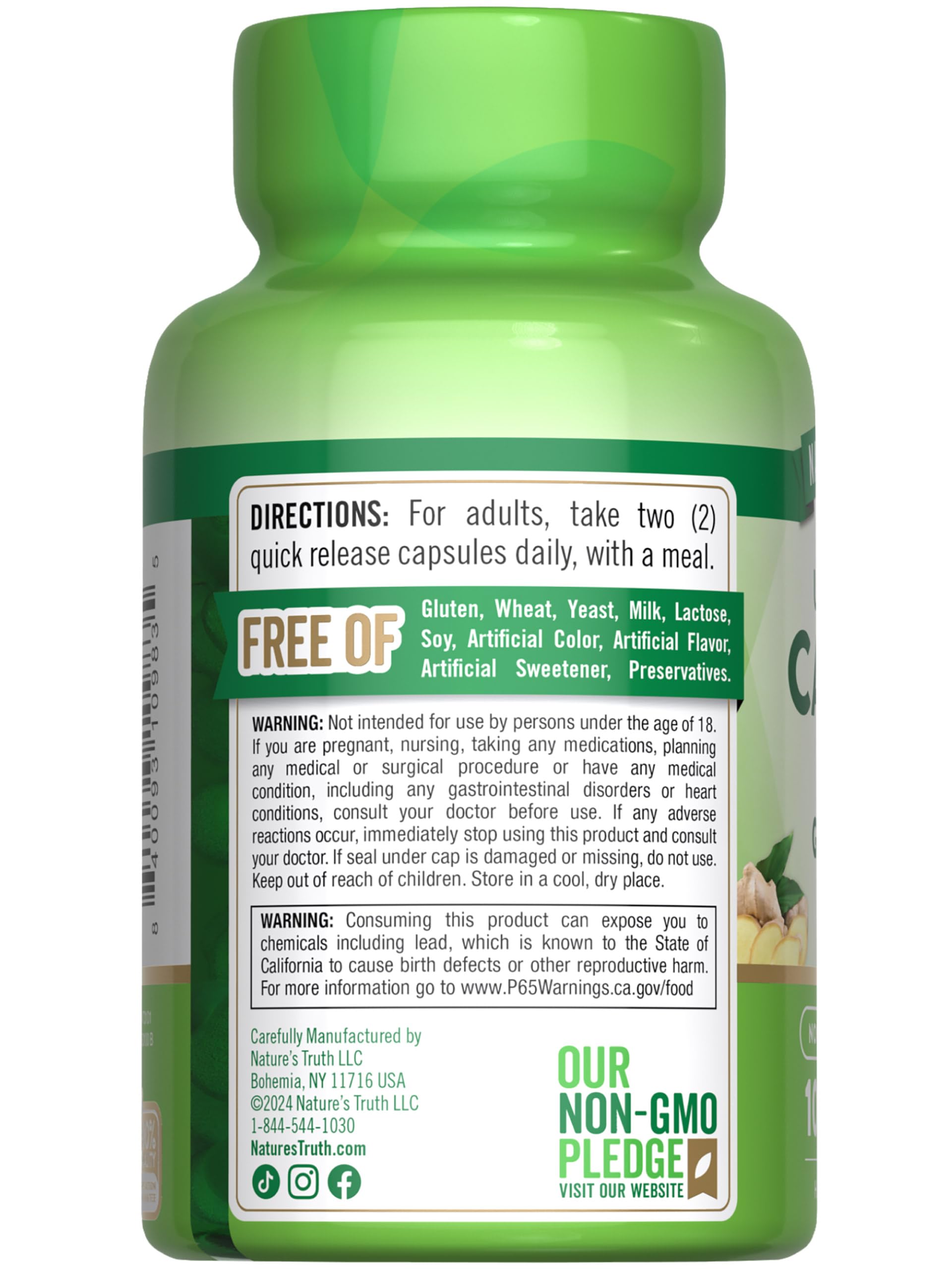 Nature's Truth jengibre, espino y cayena juntos como mezcla herbal