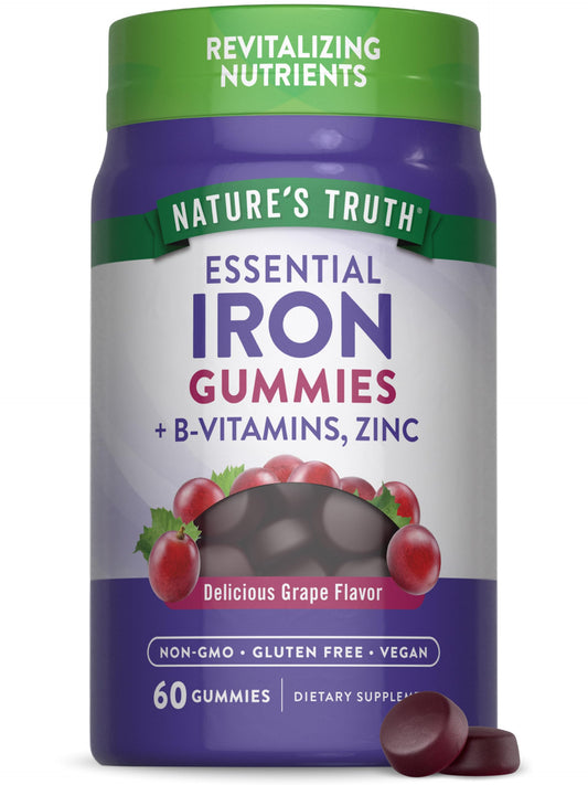 Nature's Truth frasco frente mostrando etiqueta y beneficio vegano