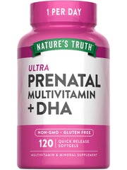 Nature's Truth botella frontal mostrando 120 softgels y clara presentación