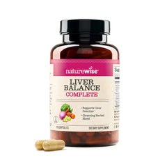 NatureWise botella frontal del suplemento mostrando etiqueta y beneficios