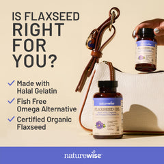 NatureWise comparación visual aceite de linaza versus aceite de pescado sostenible