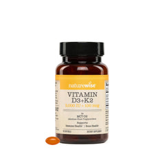 NatureWise empaque frontal mostrando D3 y K2 veganos y beneficios claros