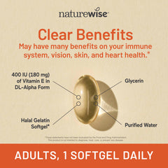 NatureWise etiqueta nutricional enfocada en 180 mg (400 IU) por porción