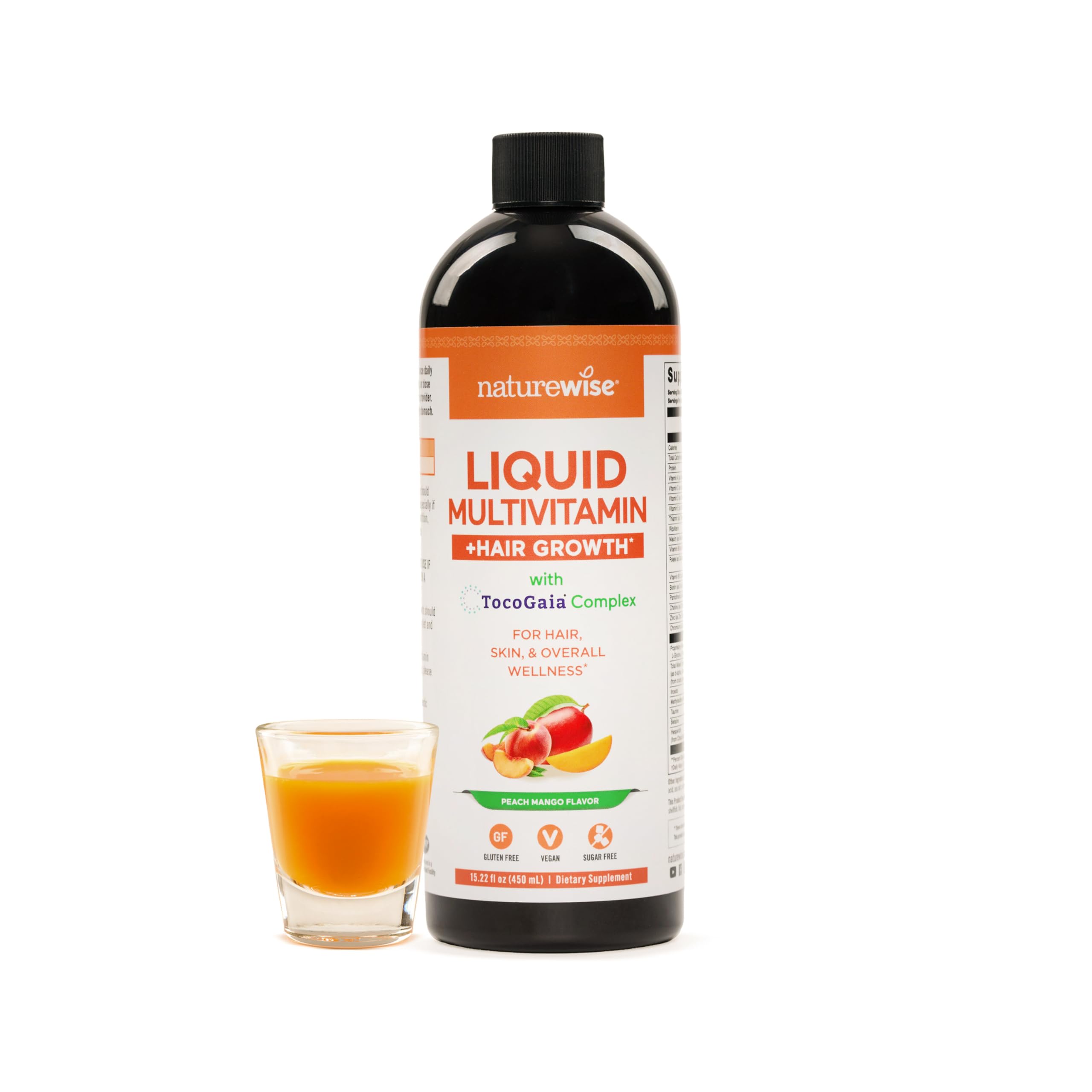 NatureWise frente del empaque mostrando la botella y beneficio de apoyo capilar