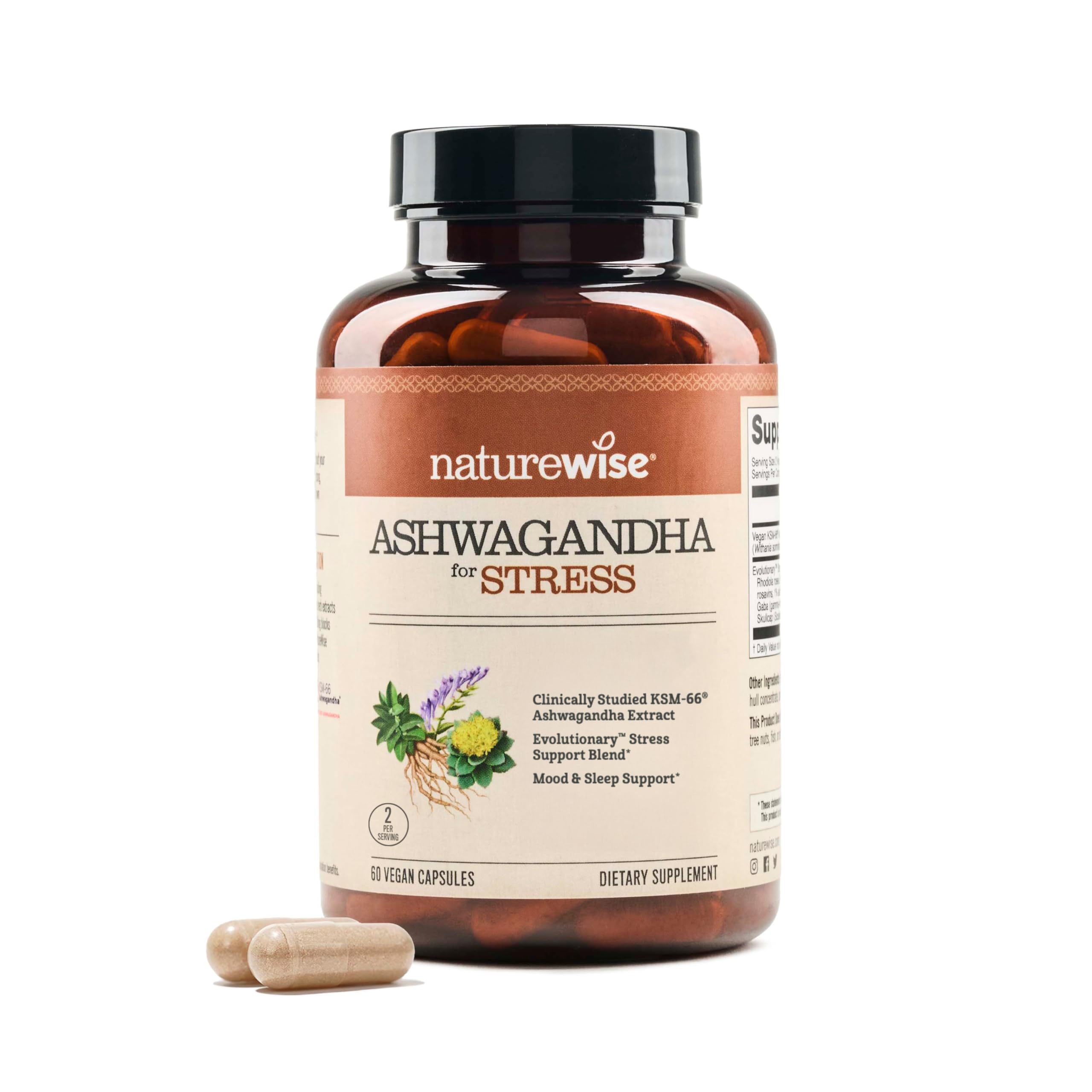 NatureWise frente del envase mostrando 60 cápsulas y beneficios visibles