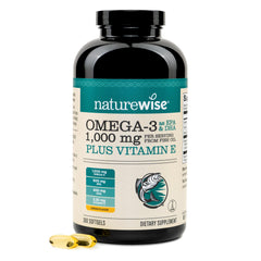 NatureWise frente del envase mostrando 360 softgels y beneficios clave
