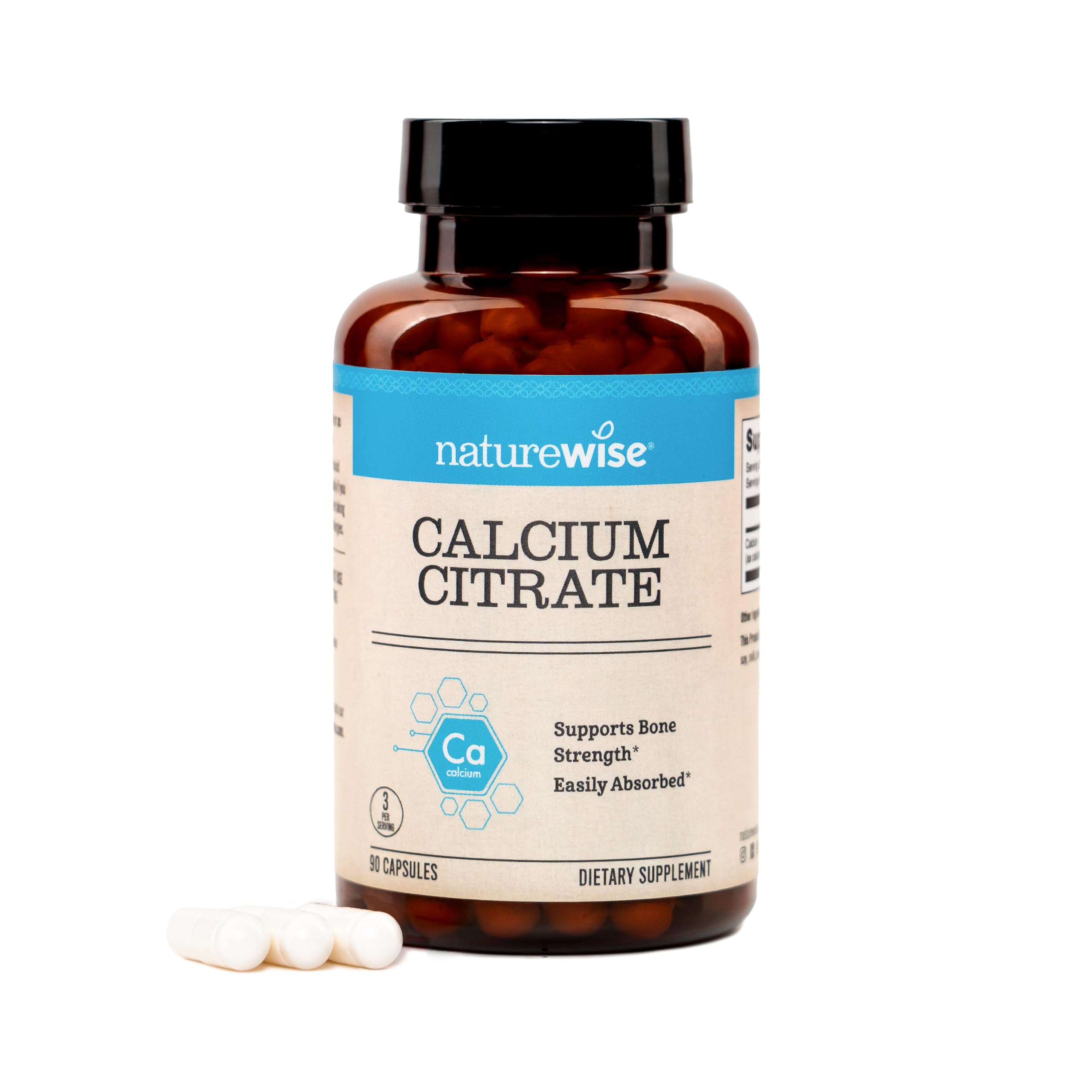 NatureWise envase frontal de Calcium Citrate mostrando diseño y beneficio óseo