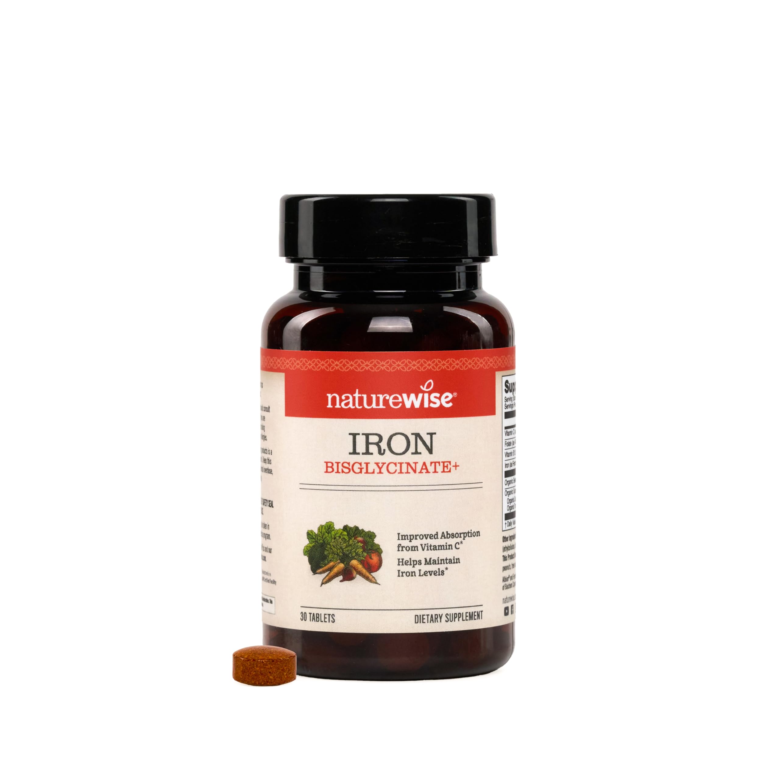 NatureWise envase frontal del suplemento Iron Bisglycinate ayuda a elegir fácil