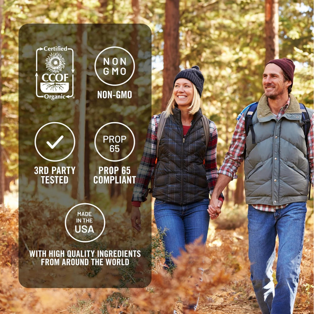 NatureWise frasco junto a 60 cápsulas para referencia de tamaño