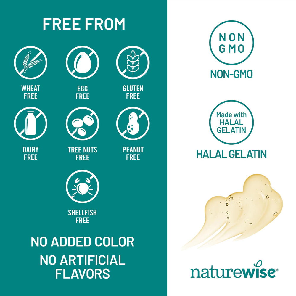 NatureWise softgel en la mano para visualizar dosis diaria práctica