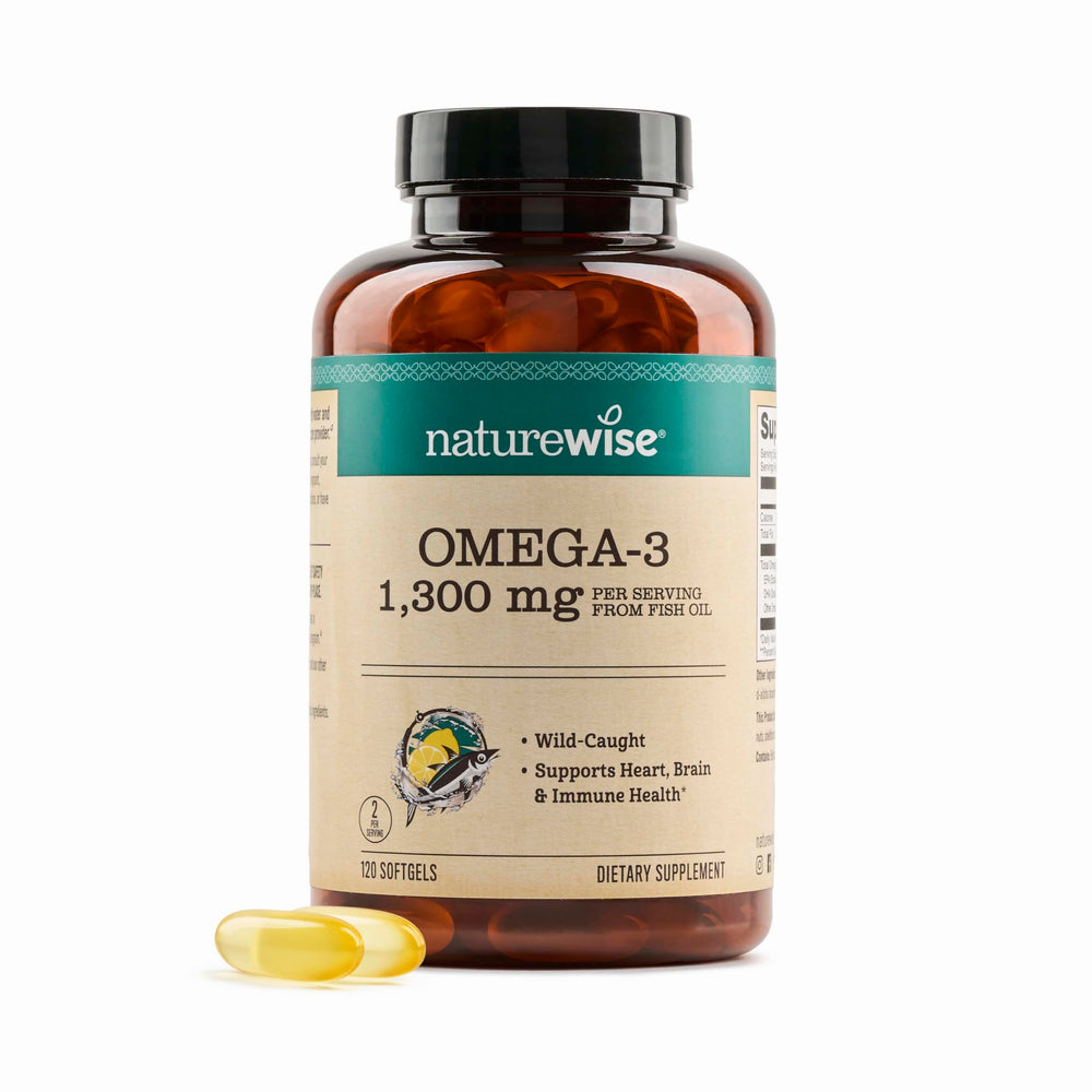 NatureWise frasco frontal mostrando 120 cápsulas y beneficios