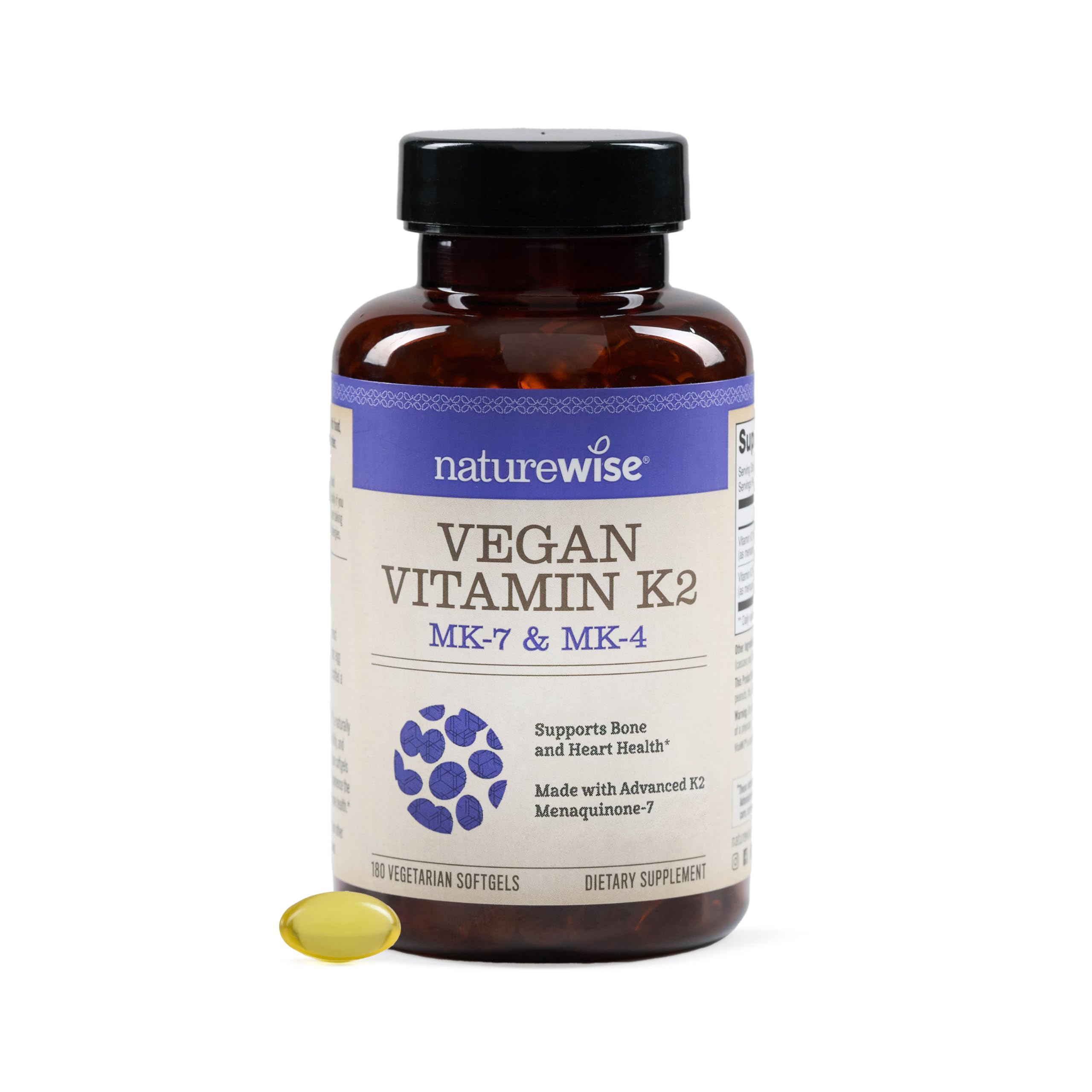 NatureWise vista frontal del frasco mostrando 180 softgels y beneficio de suministro prolongado