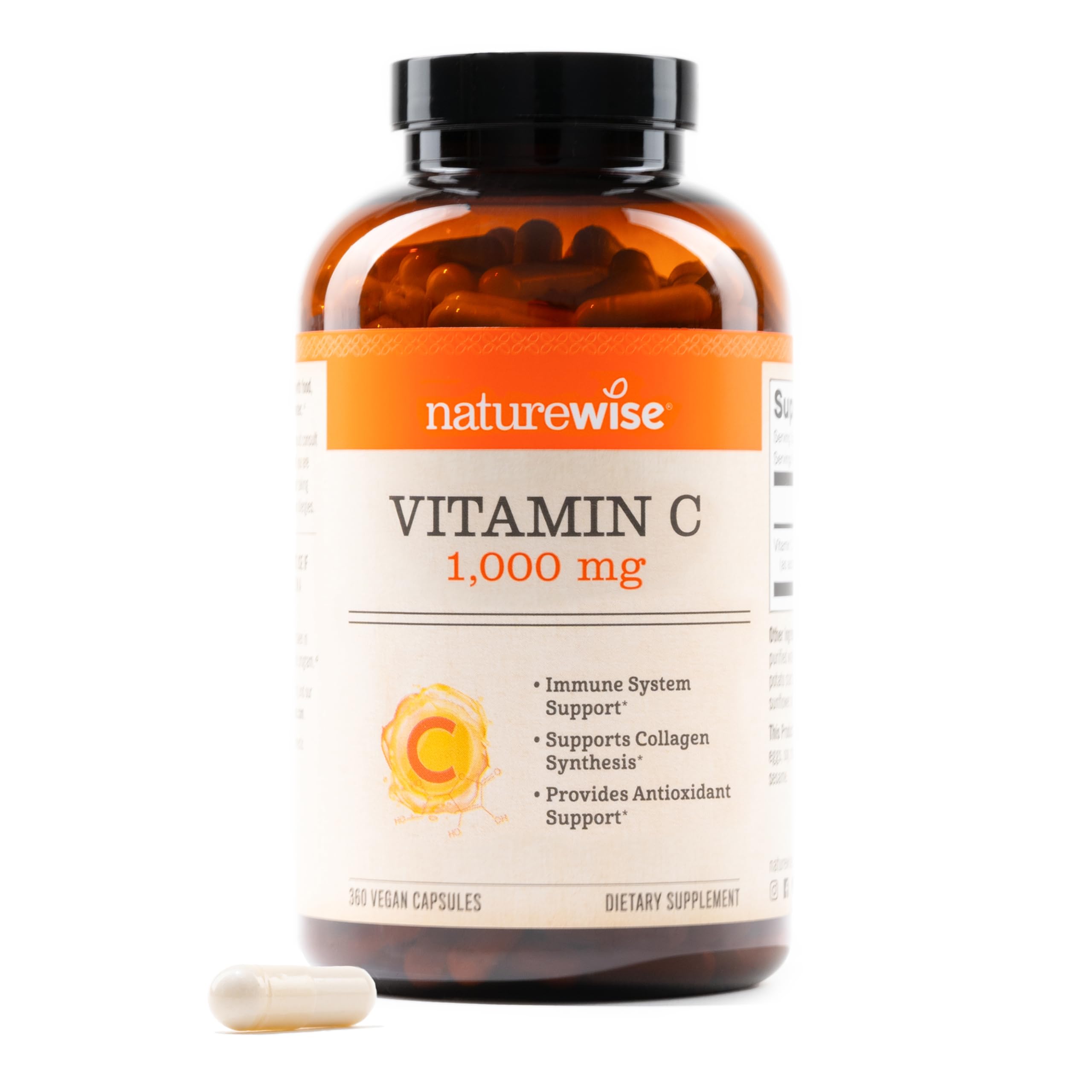 NatureWise envase frontal mostrando 360 cápsulas y beneficio de suministro prolongado