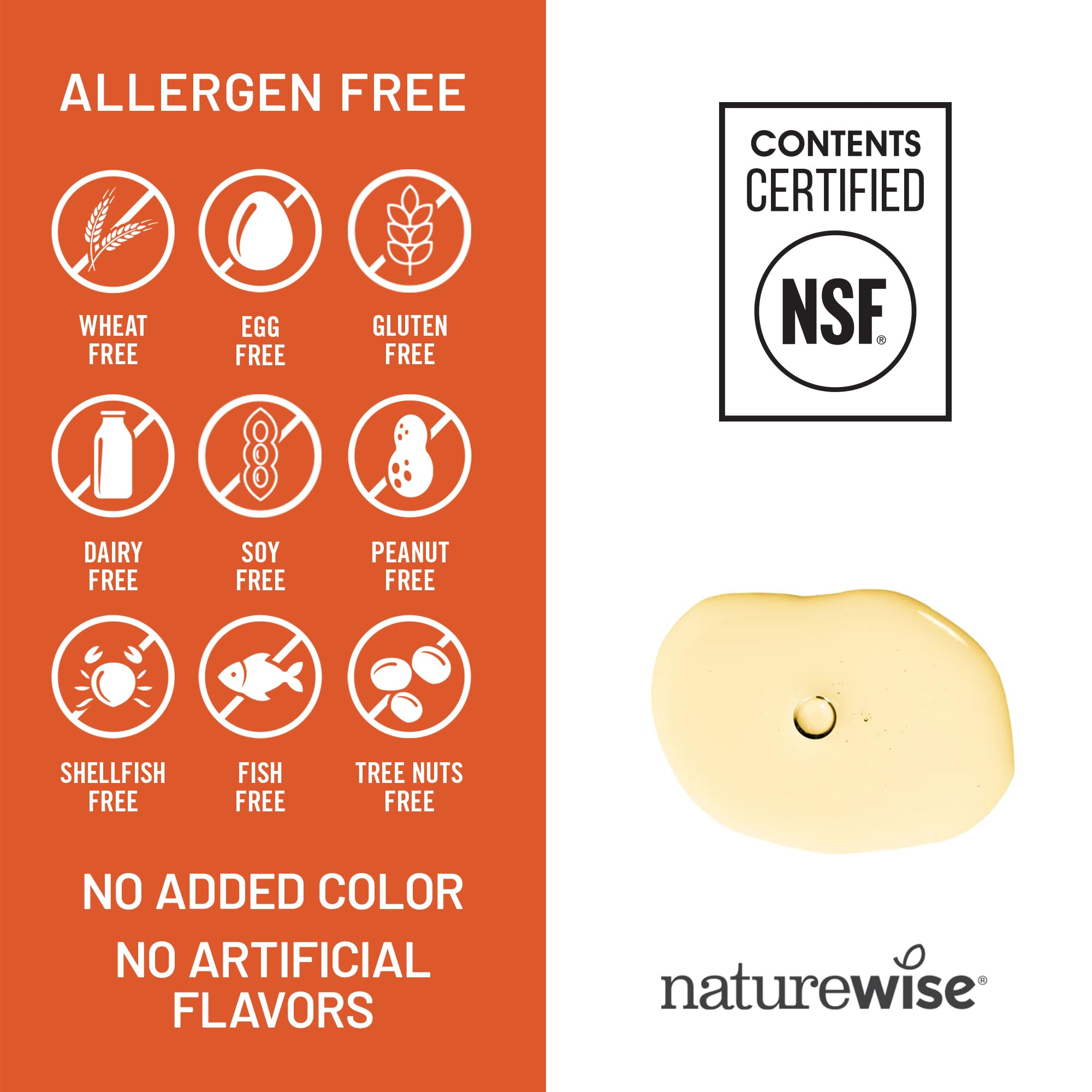 NatureWise etiqueta con ingredientes y certificados que inspira transparencia