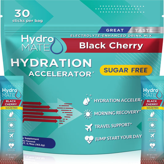 NatureWorks empaque frontal HydroMATE Black Cherry, práctico y sin azúcar