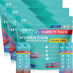NatureWorks frontal del paquete HydroMATE mostrando 90 sobres y beneficios