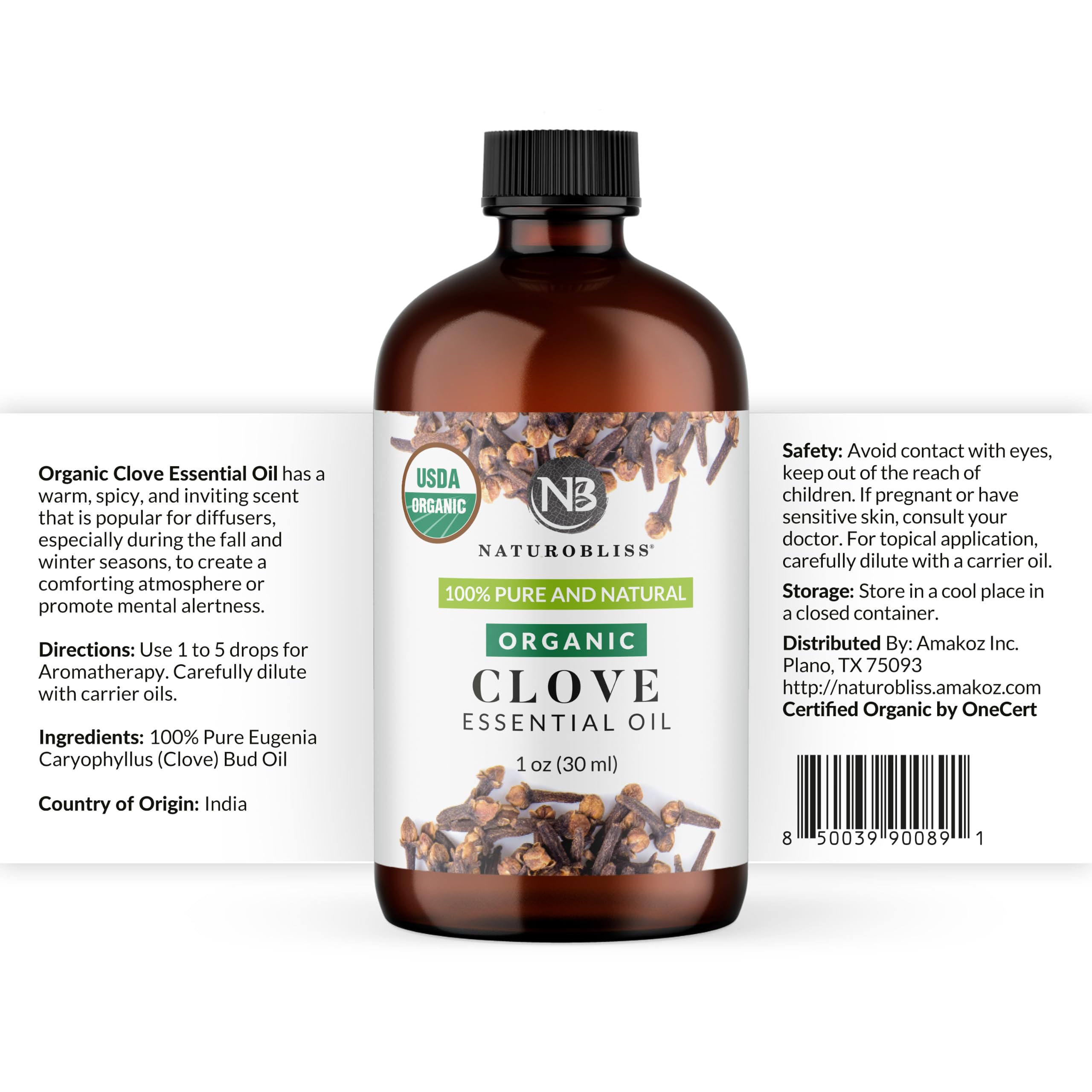 NaturoBliss frasco de clavo en mano para comparar tamaño y uso
