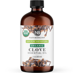 NaturoBliss frasco ámbar de clavo 1 oz preserva aroma y protege calidad