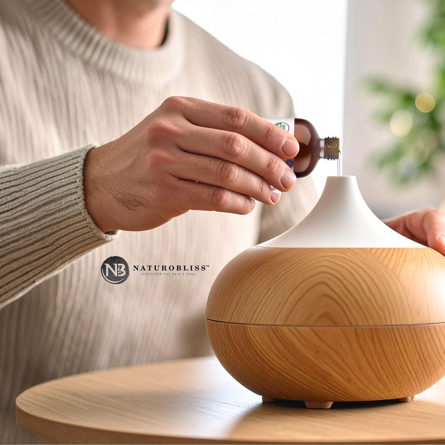 NaturoBliss en difusor durante uso creando ambiente relajante en casa