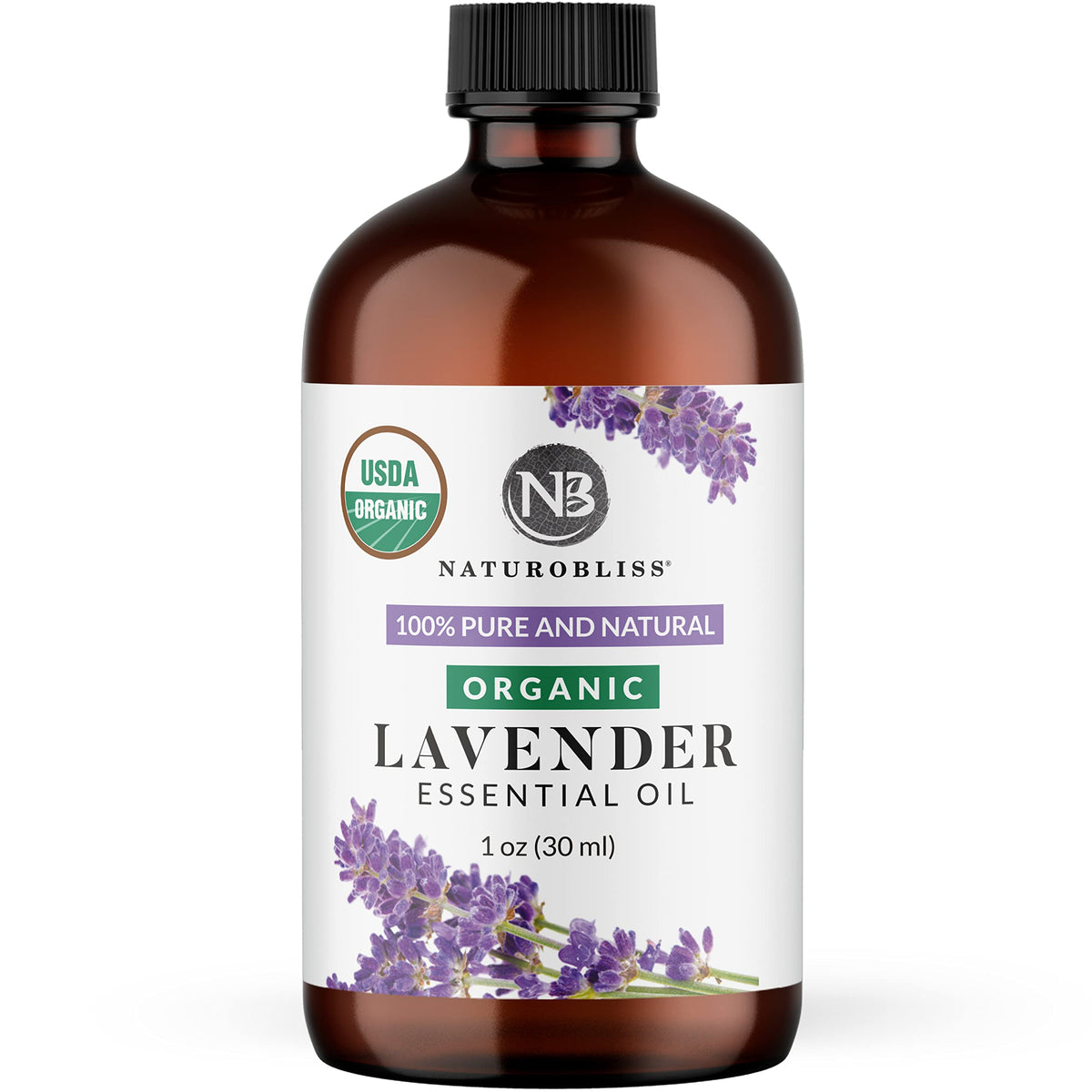 NaturoBliss botella frontal mostrando etiqueta y beneficio aroma puro