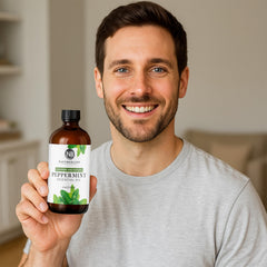 NaturoBliss botella en ambiente living, crea atmósfera fresca y limpia