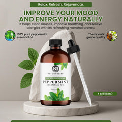 NaturoBliss botella junto a difusor en uso, aroma refrescante en hogar