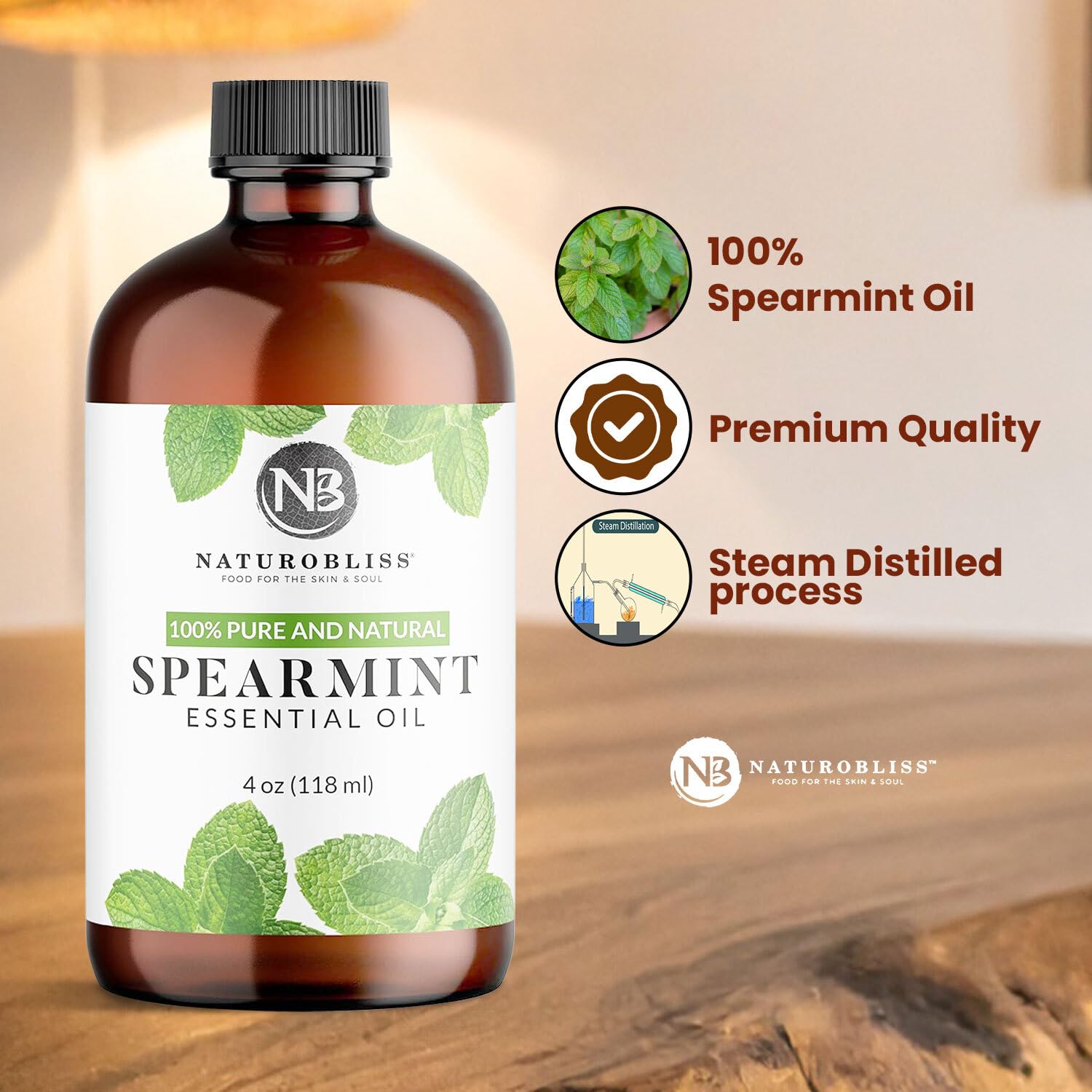 NaturoBliss mezcla aromática en botella mostrando compatibilidad con otros aceites