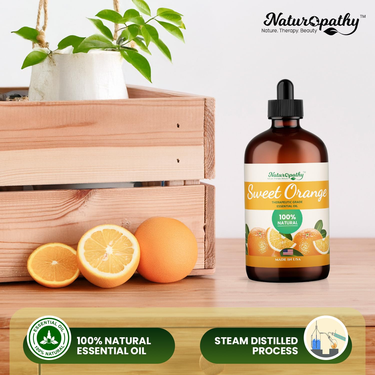 NATUROPATHY NATURE botella sobre mesa de relajación, uso en bienestar diario
