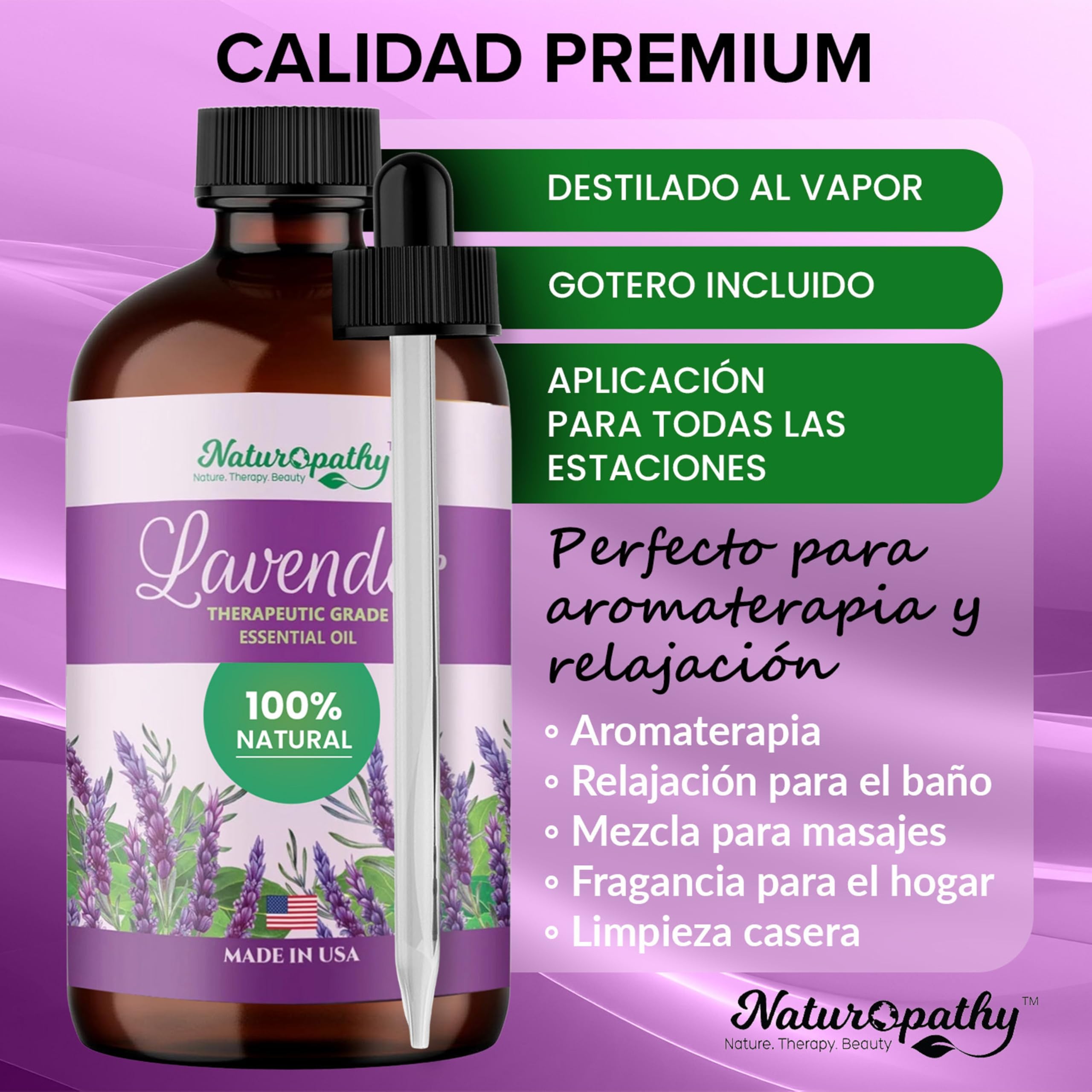NATUROPATHY NATURE frasco ámbar en ambiente doméstico para aromaterapia relajante