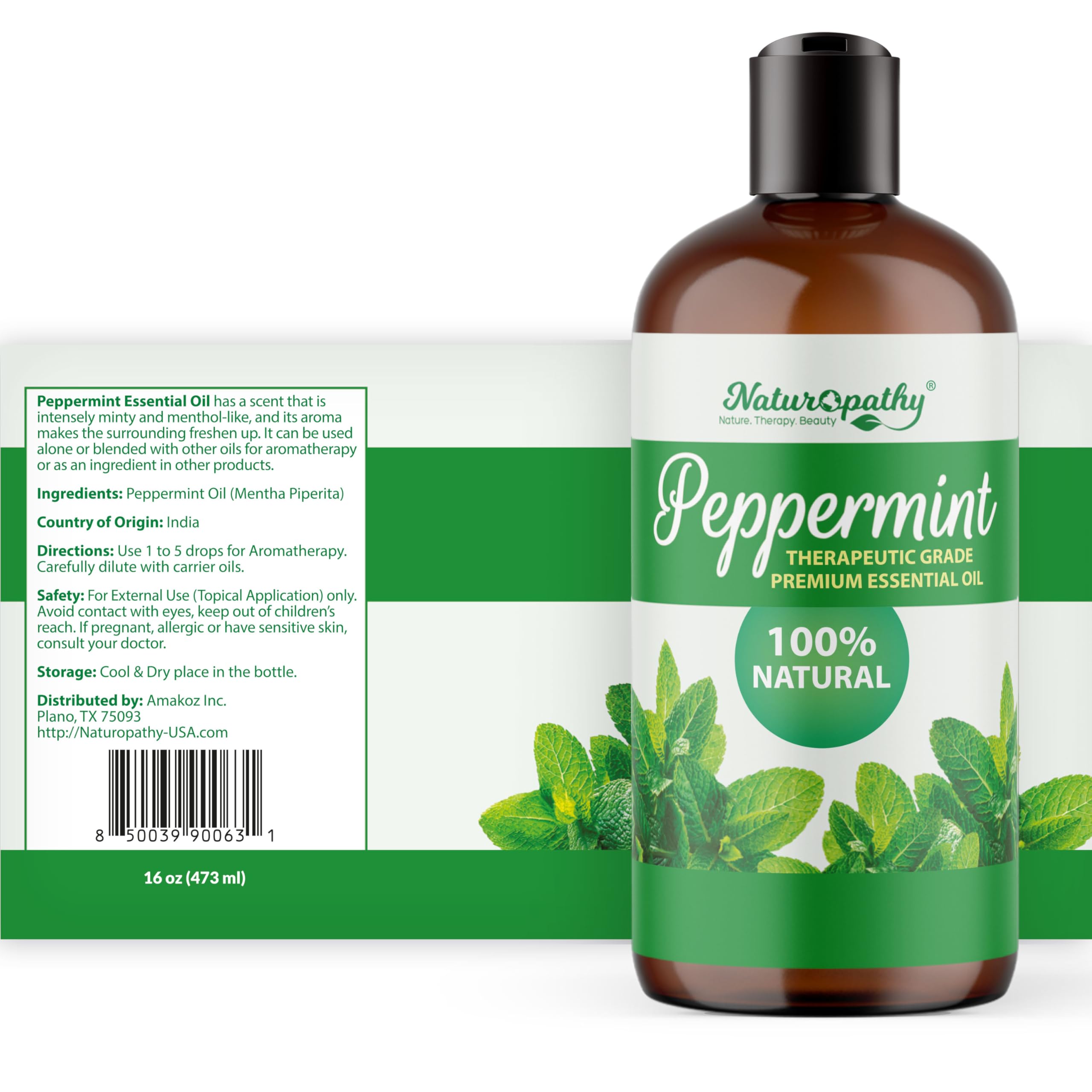 Naturopathy detalle de aceite de menta mostrando pureza y calidad