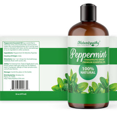 Naturopathy detalle de aceite de menta mostrando pureza y calidad