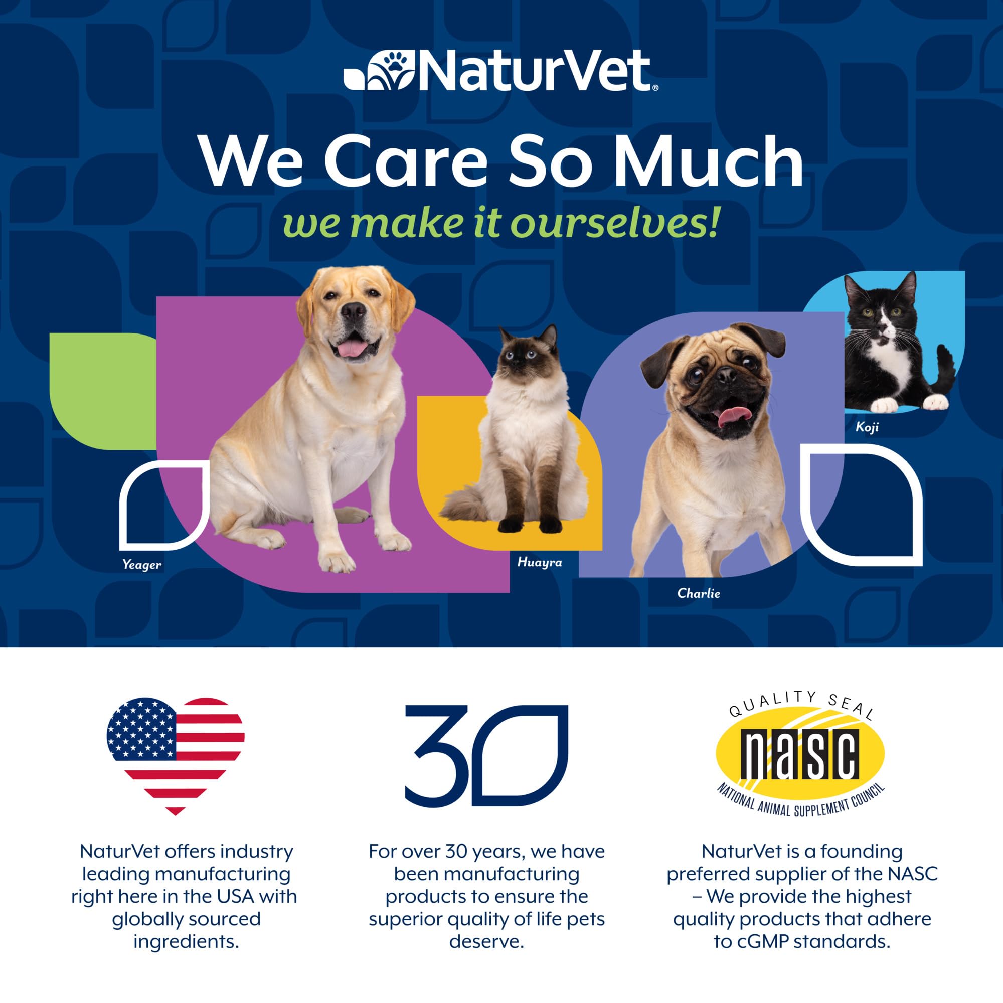 NaturVet envase abierto con masticables dispersos, muestra la presentación y facilidad