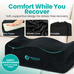 Nautilus Health cojín colocado en asiento de coche, viaje seguro y cómodo