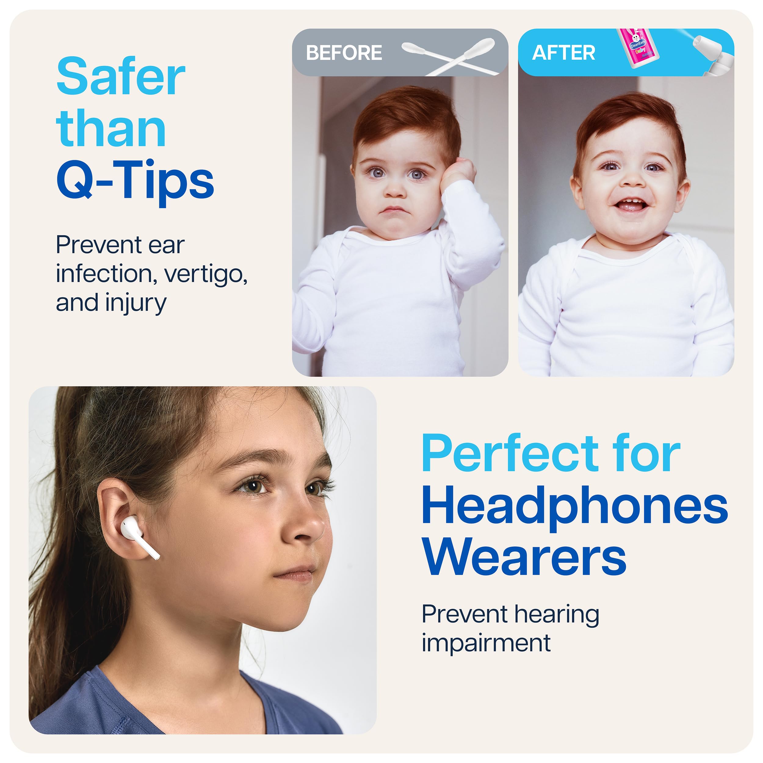NAVEH PHARMA CleanEars Baby en uso durante el baño, aplicación rápida y sencilla
