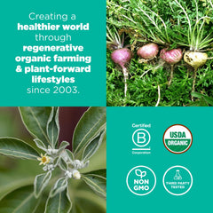 Navitas Organics etiqueta con lista de ingredientes orgánicos y certificaciones