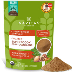 Navitas Organics vista frontal del empaque mostrando la marca y beneficios