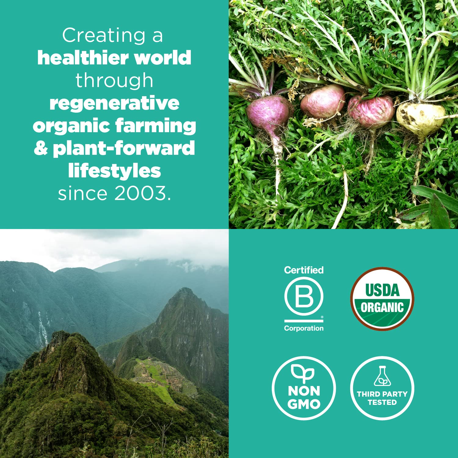 Navitas Organics maca etiqueta orgánica y certificados visibles en bolsa