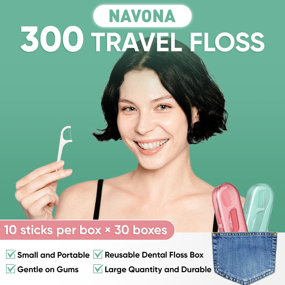 Navona primer plano del hilo dental resistente y suave beneficio limpieza