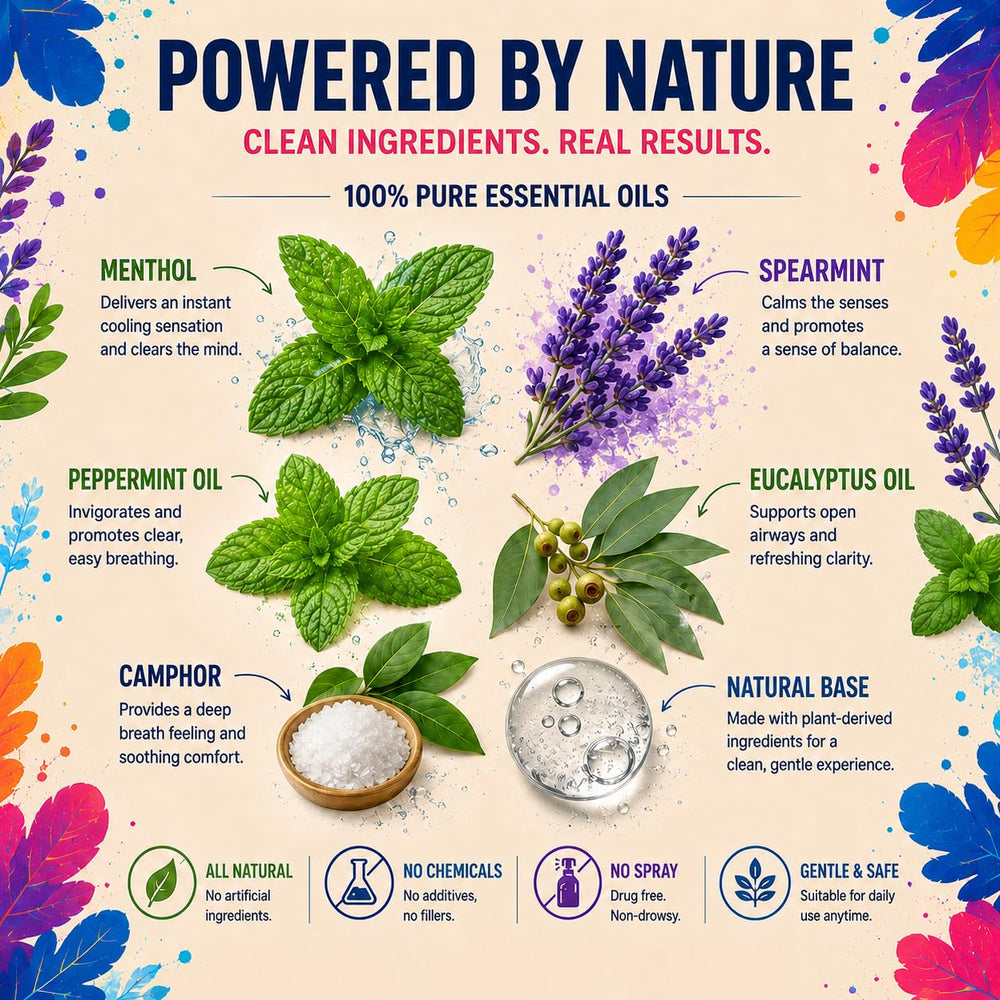 Naz etiqueta con ingredientes naturales destacando aceites esenciales