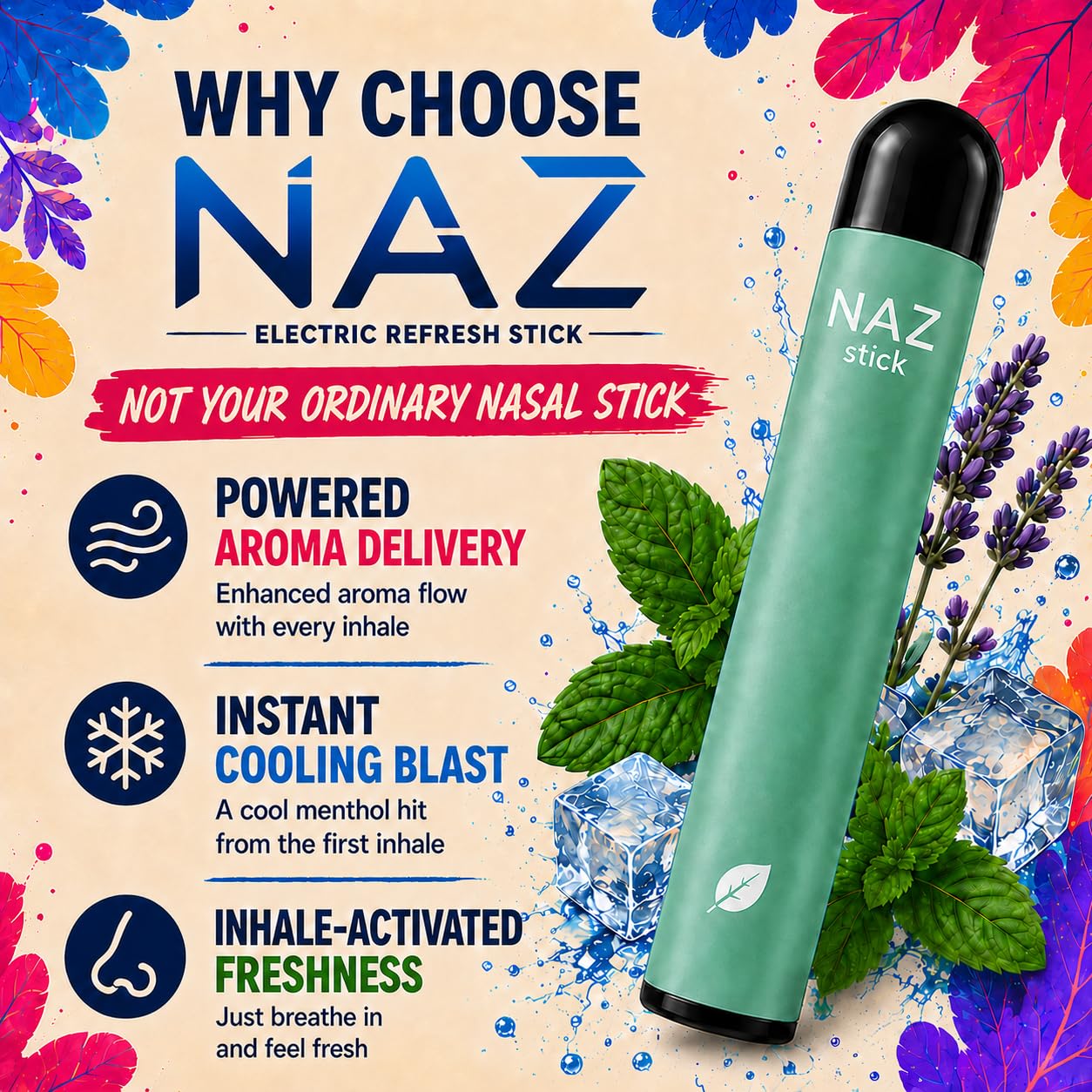 Naz stick en mano listo para inhalar y recuperar concentración