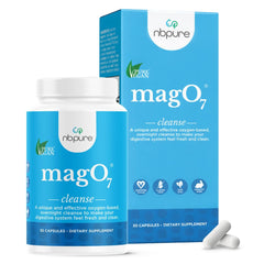 nbpure MagO7 frente del empaque mostrando cápsulas y beneficios de limpieza