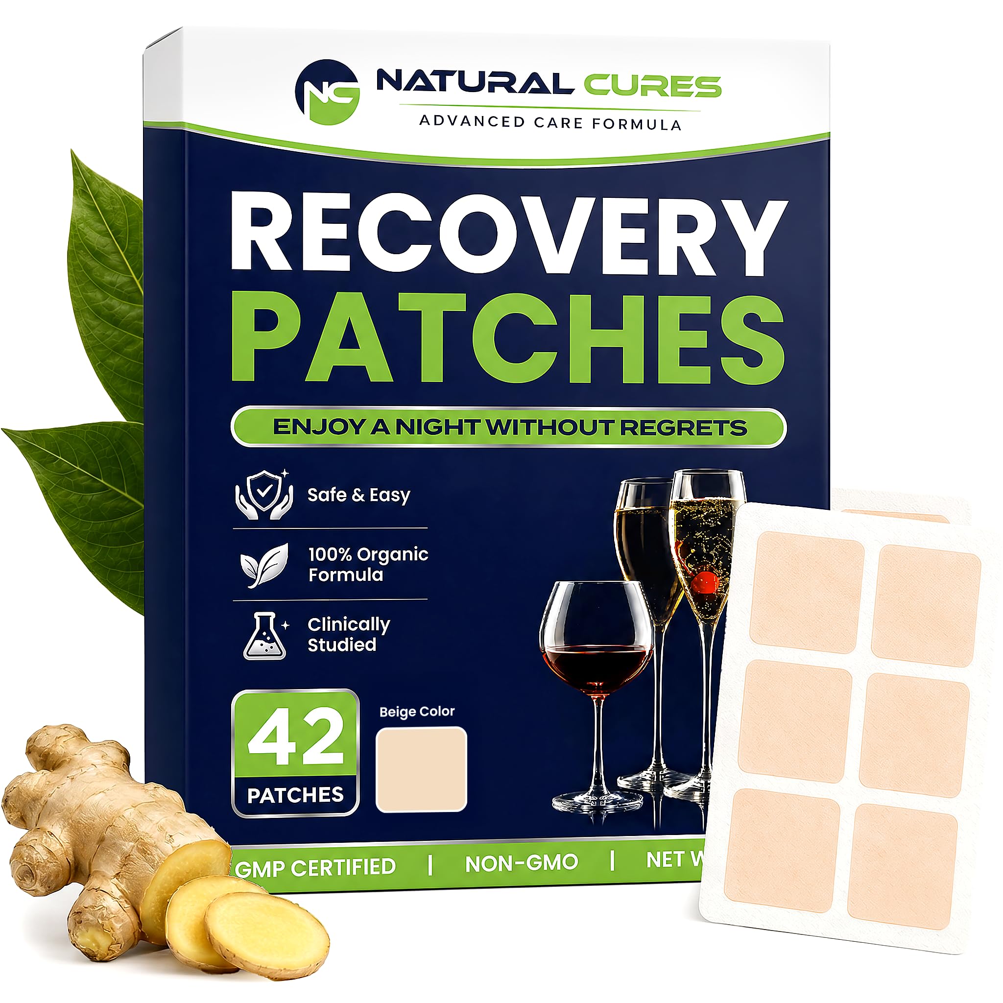NC NATURAL CURES caja frontal mostrando pack de 42 parches y beneficios