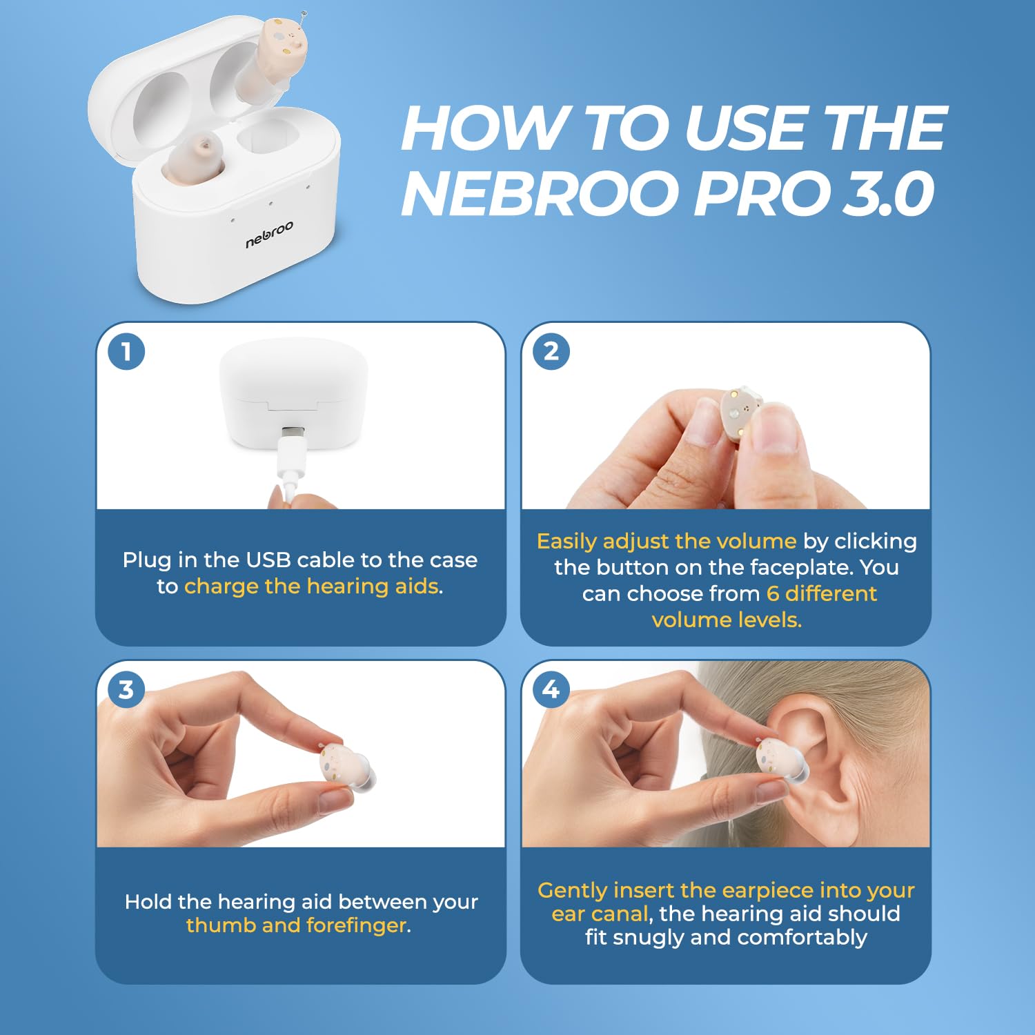Nebroo PRO 3.0 controles de un toque y seis niveles para uso sencillo