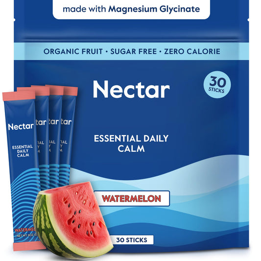 Nectar calm frente del empaque mostrando 30 sticks y beneficios
